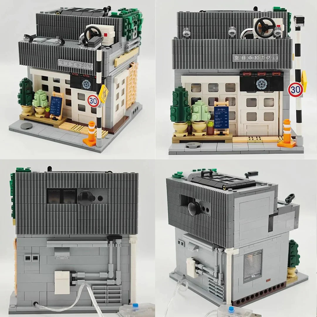 Japanese Coffee Shop Building Block Set with LED Light | 1100+ Pcs
