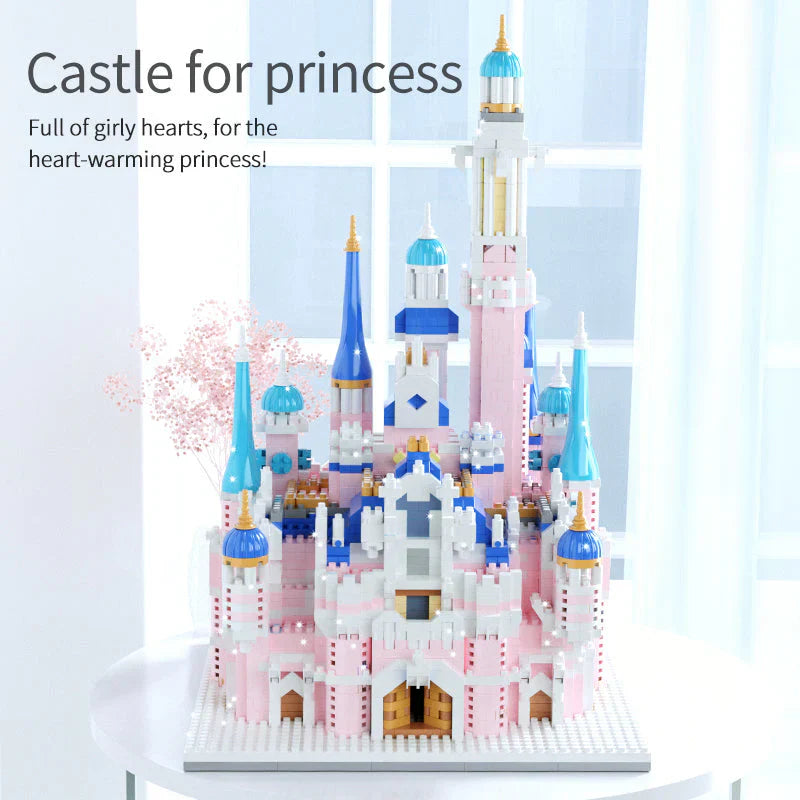 Kawaii Pink Princess Light-Up Palace Castle Nano Block Set | 3300+ Pcs