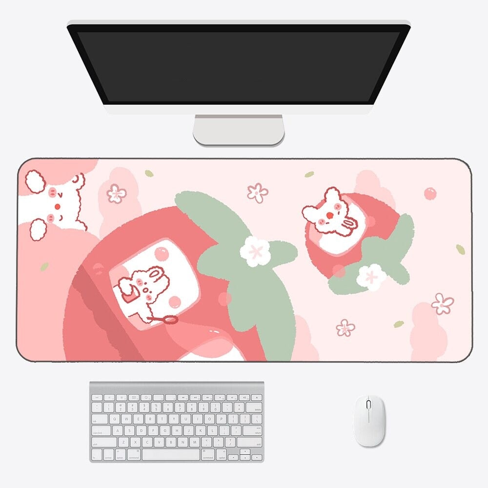 Kawaii Strawberry Long Mouse Pad Collection