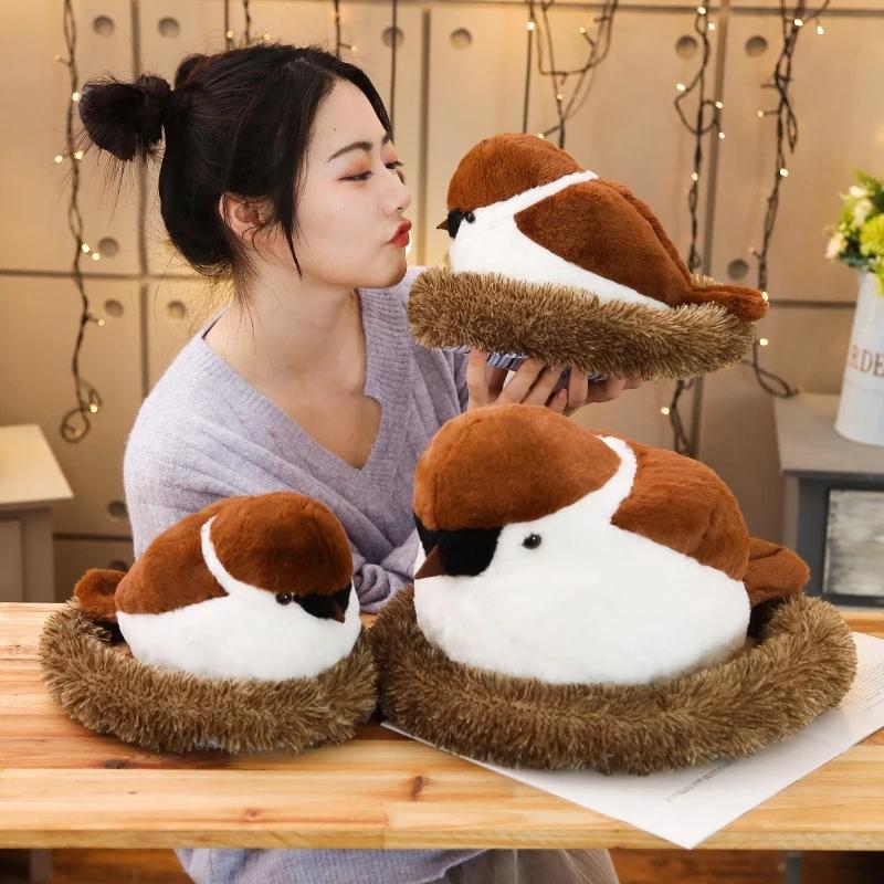 Lifelike Sparrow Family Plush