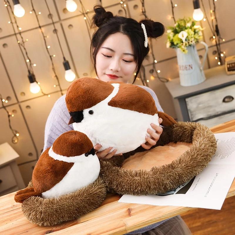 Lifelike Sparrow Family Plush