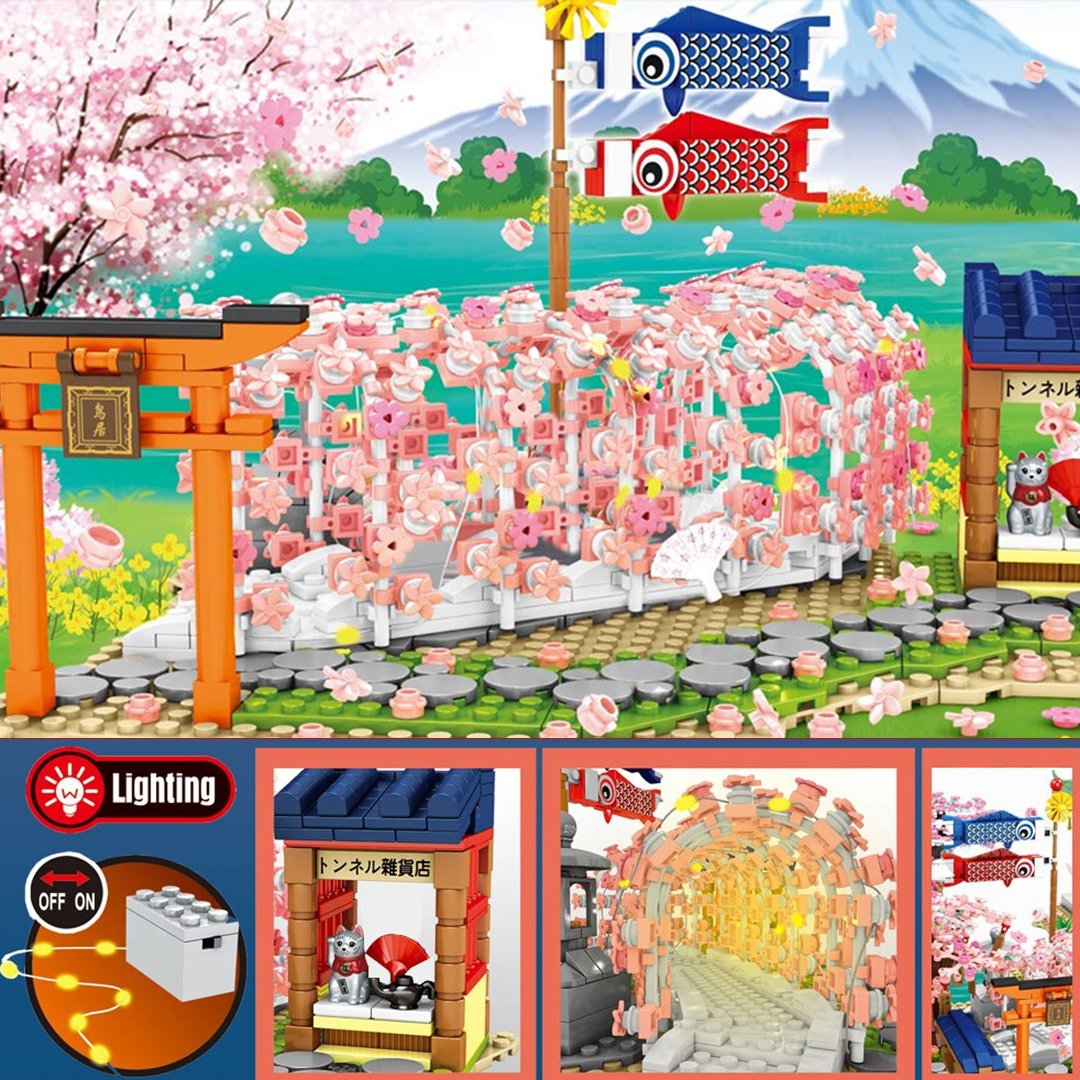 Light up Japanese Hakone Sakura Tree Tunnel Building Sets