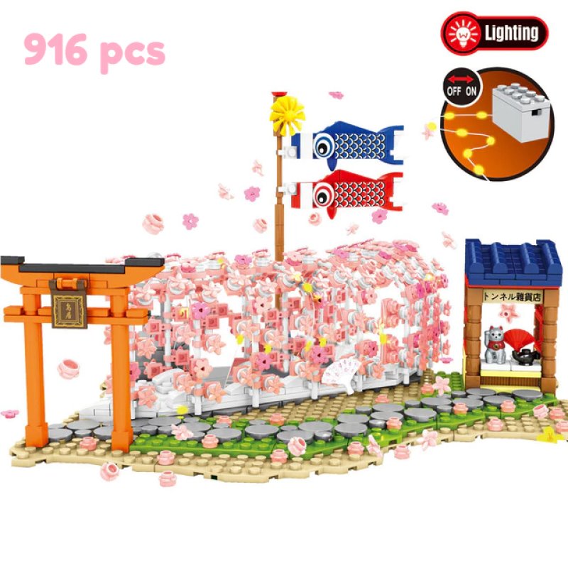 Light up Japanese Hakone Sakura Tree Tunnel Building Sets
