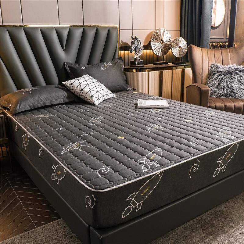 Adorable Black Space Fitted Sheet | Quilted Cotton-Filled - Cute Bedding Sets Toy