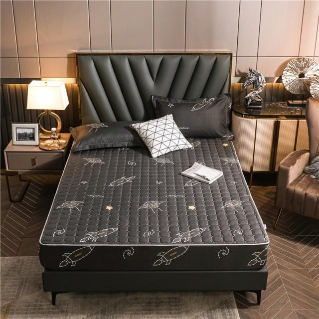 Adorable Black Space Fitted Sheet | Quilted Cotton-Filled - Cute Bedding Sets Toy