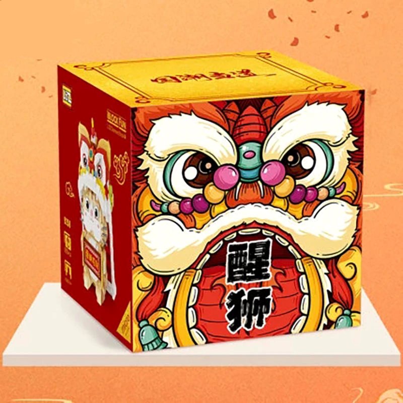 Micro Adorable Lucky Cat in Dancing Lion Onesie Building Sets
