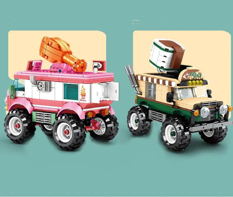 Food Truck Building Block Sets | 4 Styles, 550+ Pcs Each & 3 Mini Dolls
