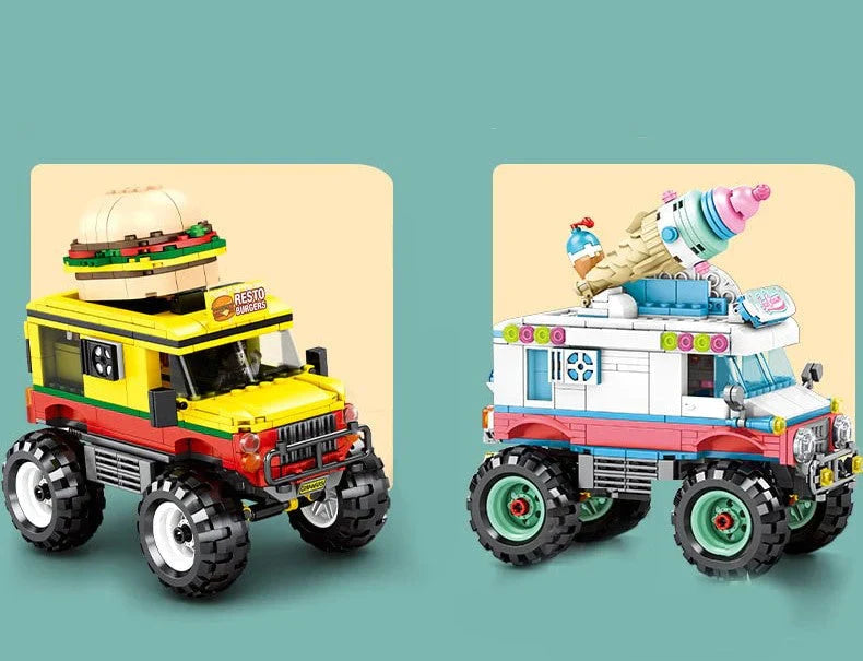 Food Truck Building Block Sets | 4 Styles, 550+ Pcs Each & 3 Mini Dolls