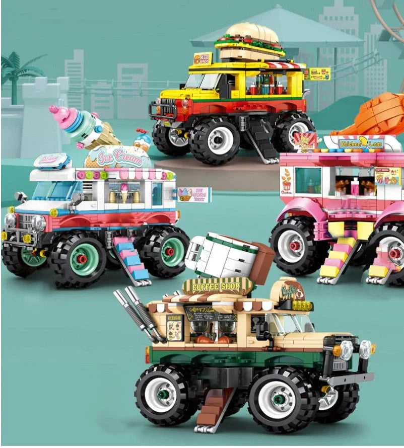 Food Truck Building Block Sets | 4 Styles, 550+ Pcs Each & 3 Mini Dolls