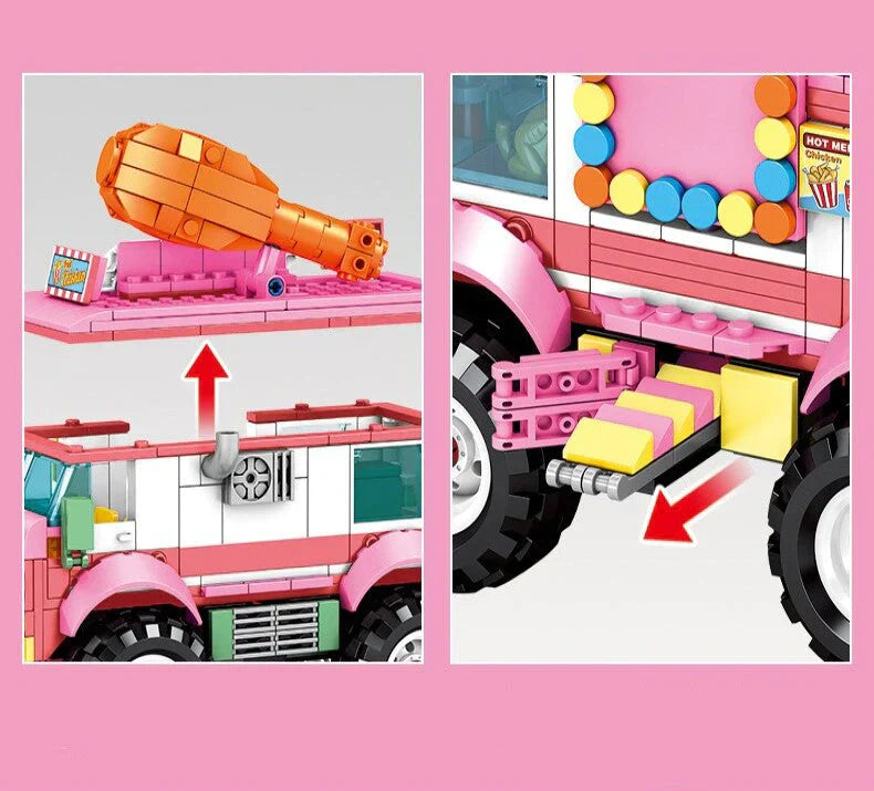 Food Truck Building Block Sets | 4 Styles, 550+ Pcs Each & 3 Mini Dolls