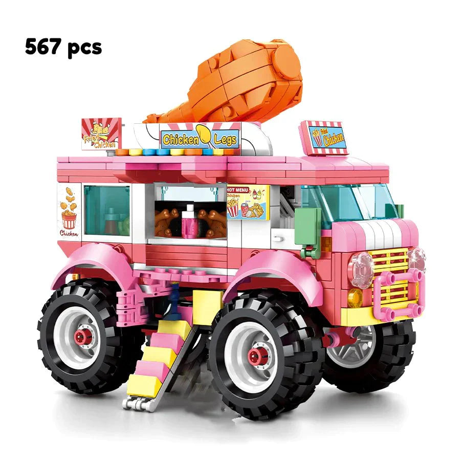 Food Truck Building Block Sets | 4 Styles, 550+ Pcs Each & 3 Mini Dolls
