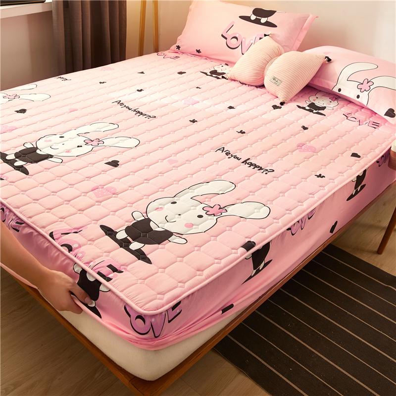 Pink Happy Bunny Quilted Fitted Bedsheet
