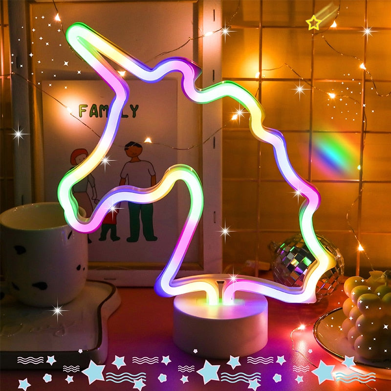 Rainbow Unicorn Cat LED Neon Glow Night Light Collection
