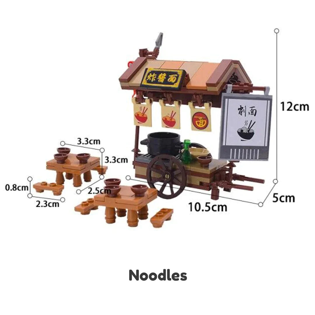 Taipei Night Market Street Stall Building Sets | 4 Styles, 150+ Pcs Each
