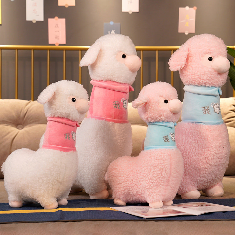 White Pink Fluffy Alpaca Plushie