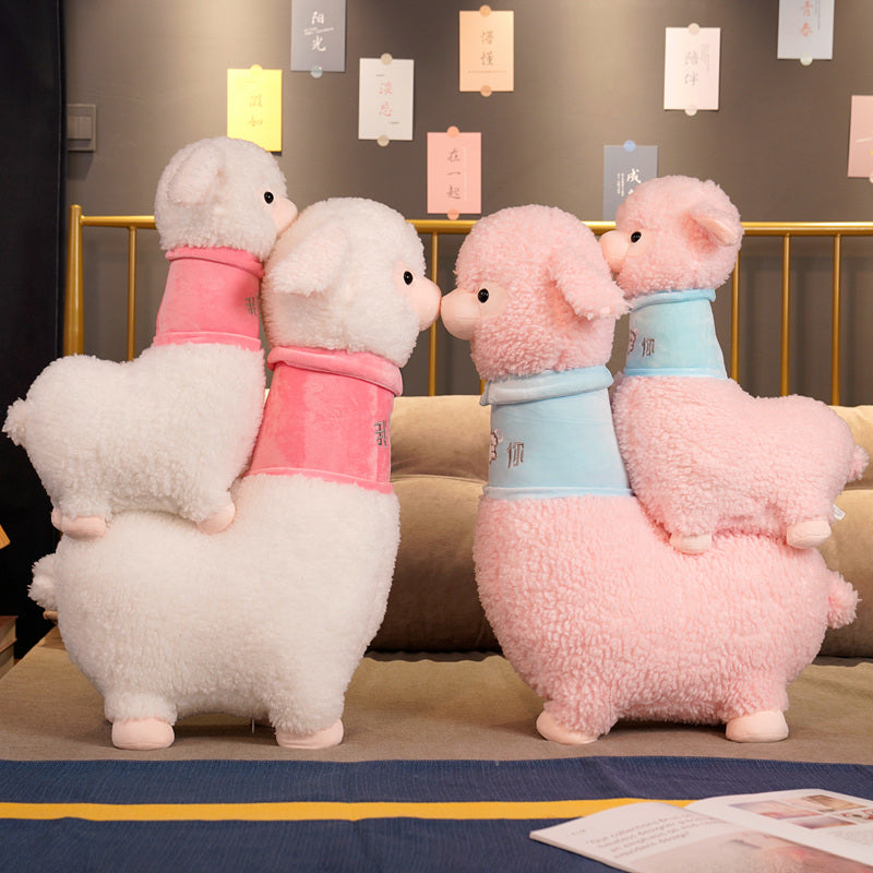 White Pink Fluffy Alpaca Plushie
