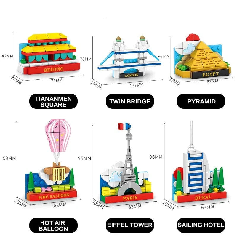 Landmark Fridge Magnet Building Block Sets | 5 Styles, 48+ Pcs Each