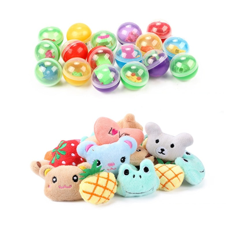 Mini claw machine with colorful capsules & adorable plush toys. Includes kawaii bear design, lights, sounds, and USB/battery power.