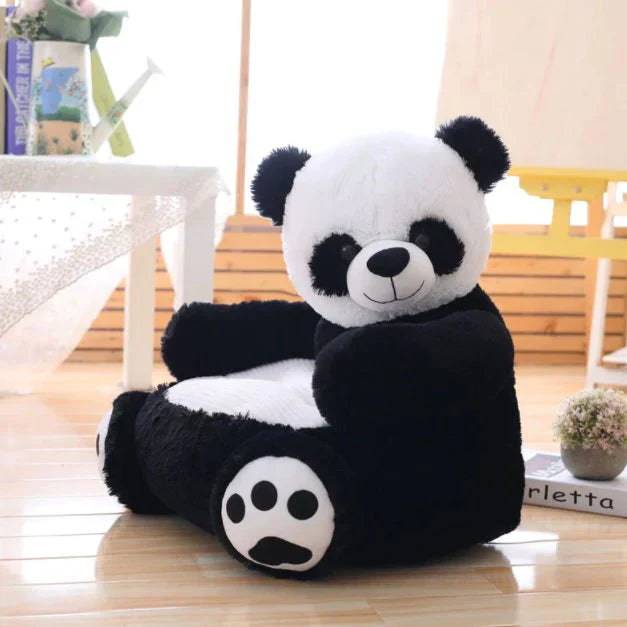 50cm black & white panda plush animal seat; super-soft PP cotton filling; comfy, allergy-friendly kids chair.