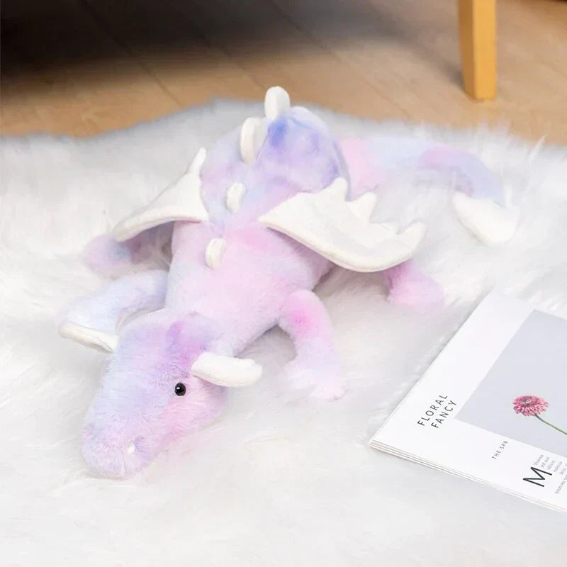 50cm pastel purple-pink tie-dye Gōkin dragon plush toy; soft PP cotton, cuddly companion.