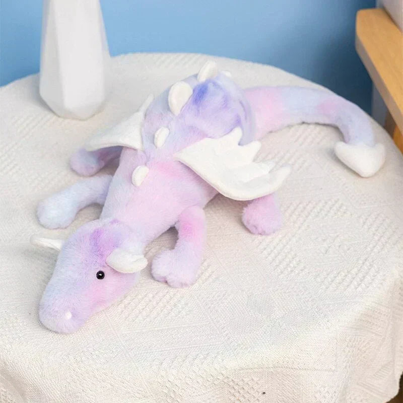 50cm pastel purple tie-dye Gōkin dragon plush toy, soft PP cotton, cuddly companion for sleep.