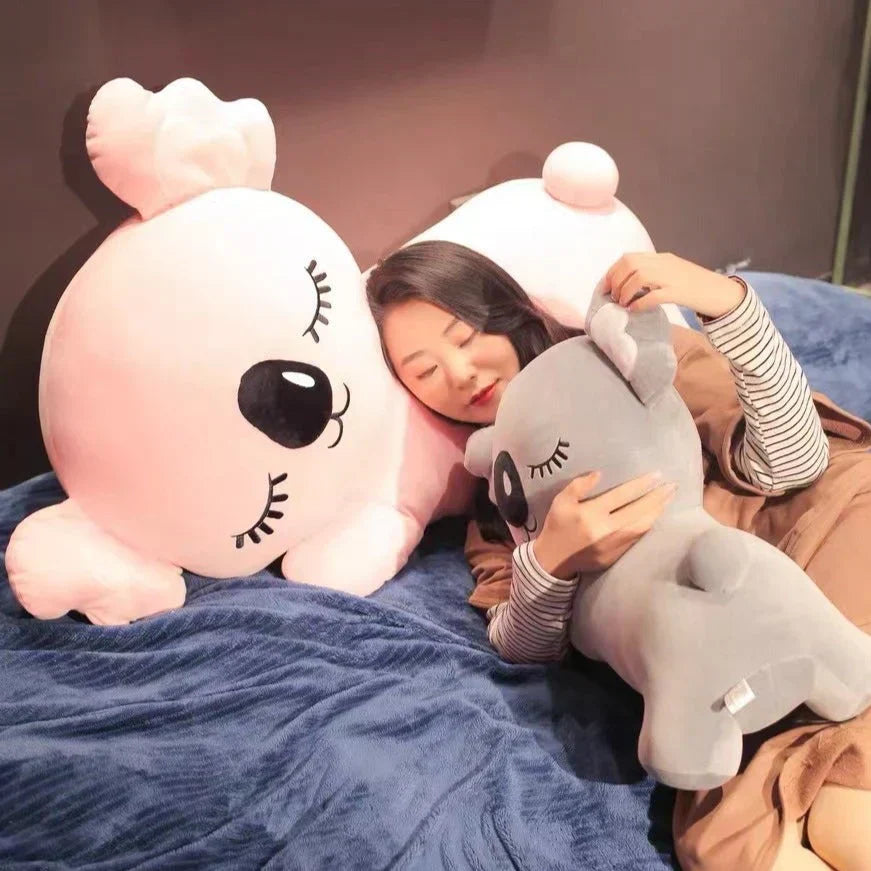 Adorable pink & gray koala plush toys; soft, hypoallergenic PP cotton; perfect for cuddling.