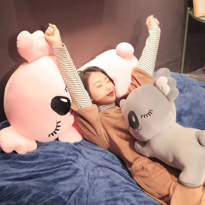 Large pink & gray hypoallergenic koala plush toys; soft PP cotton, perfect for cuddling.