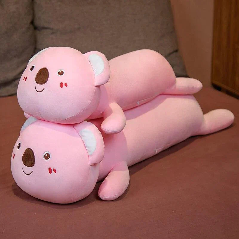Pink Koala plush pillow buddy, soft PP cotton filling, ergonomic design for better sleep.  Adorable and comfy!