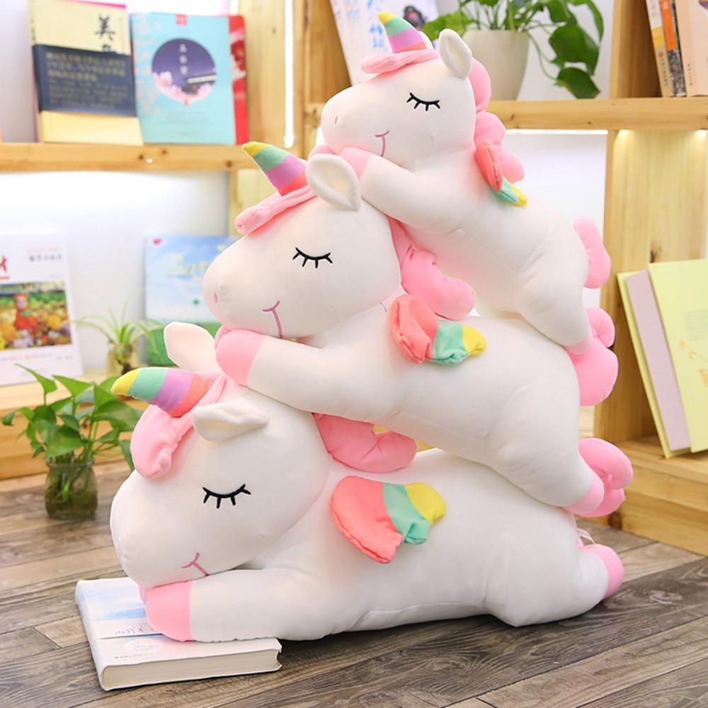 Adorable pink & white unicorn plush set; 43" largest unicorn. Soft, hypoallergenic PP cotton. Perfect gift!