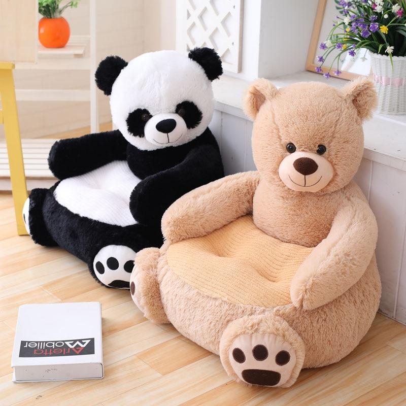Plush panda and teddy bear kids' chairs; 50cm tall, super-soft PP cotton filling, allergy-friendly.