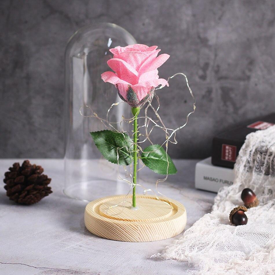 Shimmering Glitter Enchanted Rose LED Glass Display (10 Variants)