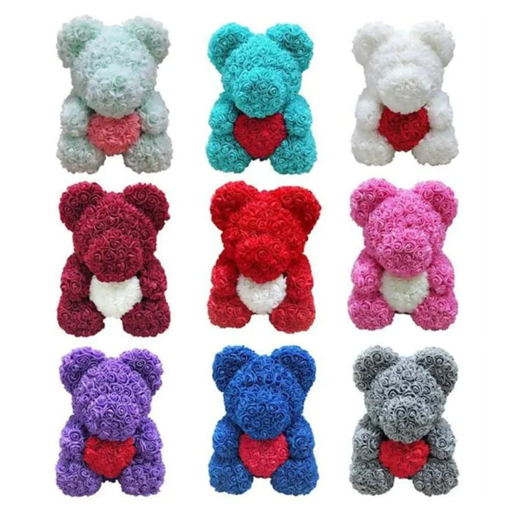 Festive Rose Teddy Bear | Santa, Reindeer & Plaid Designs (29 Styles)