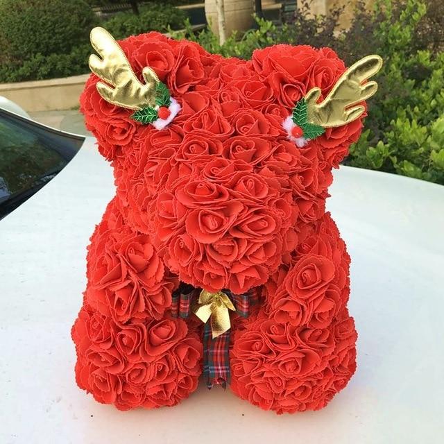 Festive Rose Teddy Bear | Santa, Reindeer & Plaid Designs (29 Styles)