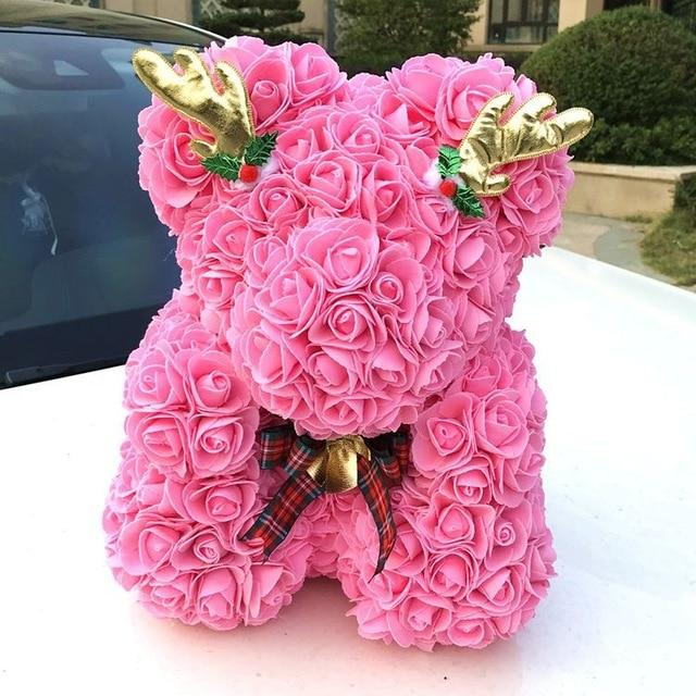 Festive Rose Teddy Bear | Santa, Reindeer & Plaid Designs (29 Styles)
