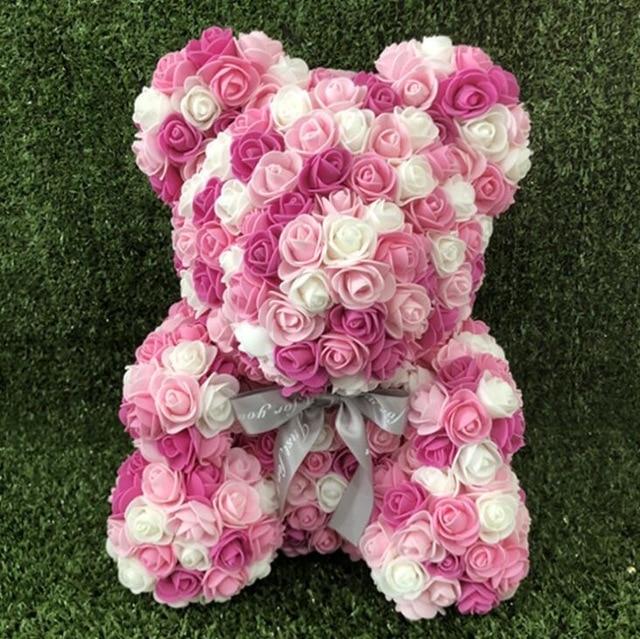 Festive Rose Teddy Bear | Santa, Reindeer & Plaid Designs (29 Styles)