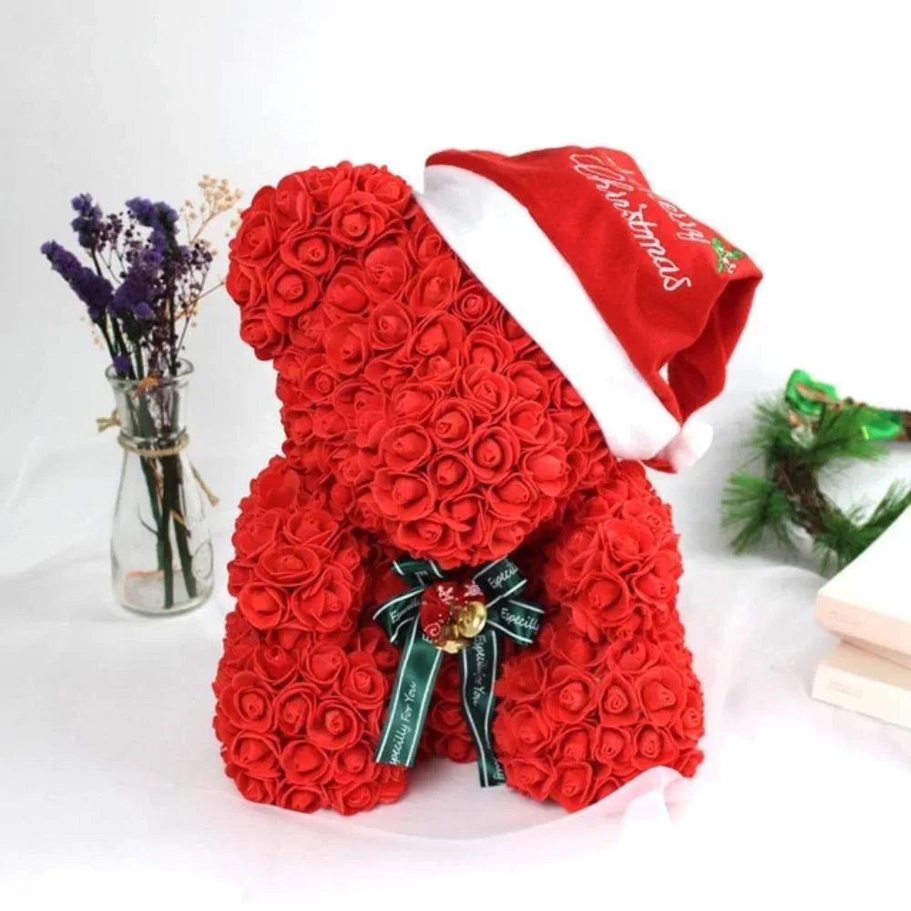 Festive Rose Teddy Bear | Santa, Reindeer & Plaid Designs (29 Styles)