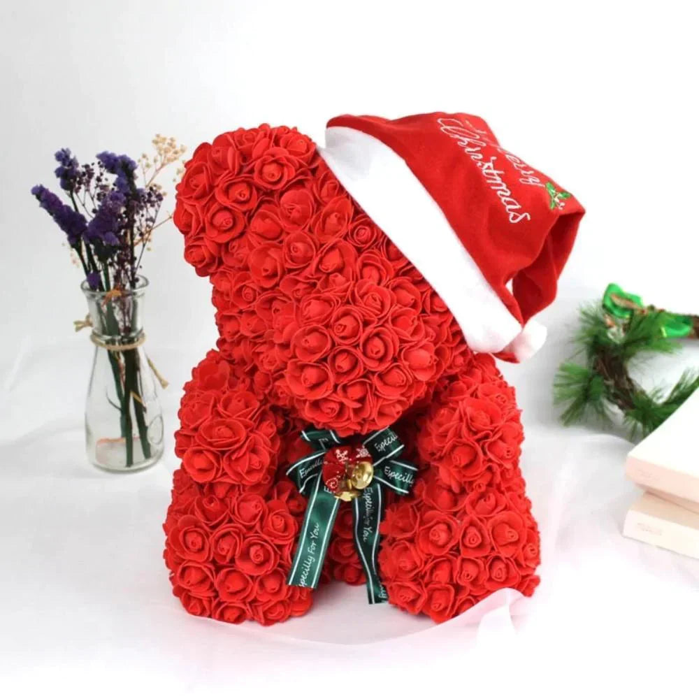 Festive Rose Teddy Bear | Santa, Reindeer & Plaid Designs (29 Styles)
