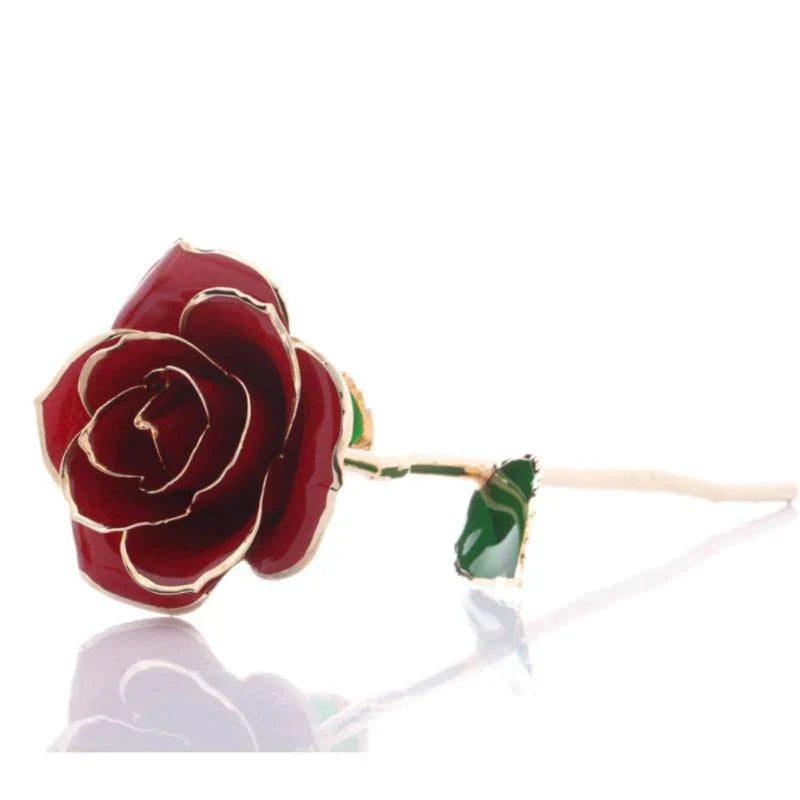 Adorable 24k Gold Dipped Long-Stem Rose | 4 Colors | Gift Box & Stand - Cute rose Toy
