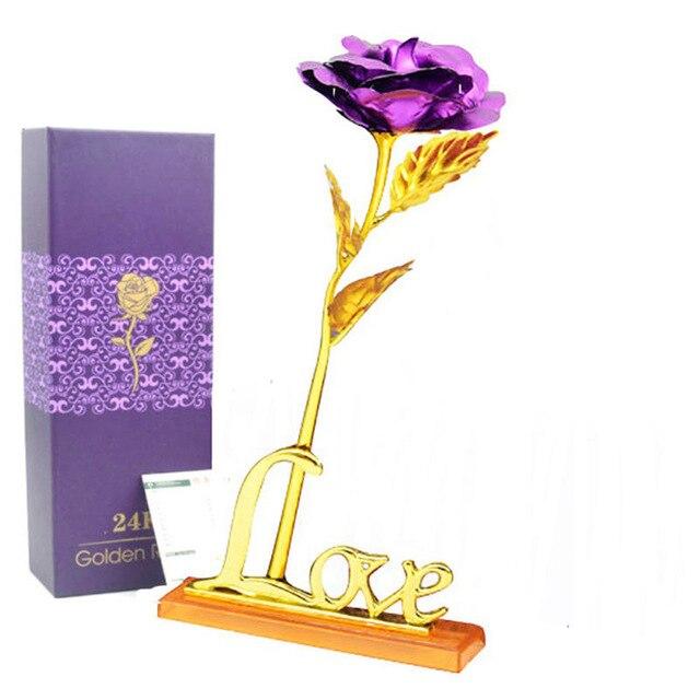 Purple iridescent galaxy rose with 24k gold plating,  "Love" stand, & gift box.  Perfect gift!