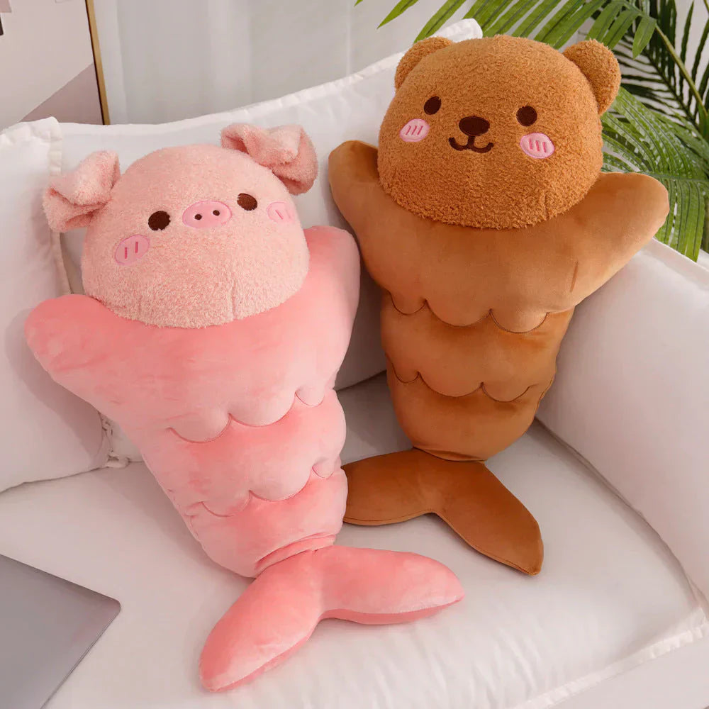 Adorable Taiyaki plush toys: pig, bunny & bear. Soft PP cotton, allergy-free. Three sizes available. Perfect gift!
