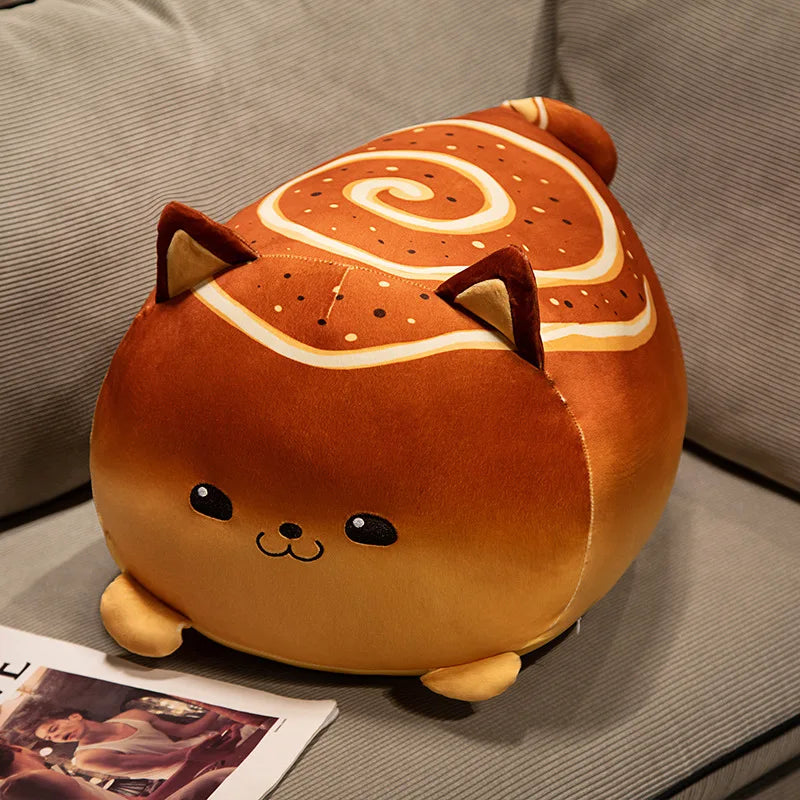 Kawaii Bread Cat Plush Pillow – Cute Toast Stuffed Toy Gift