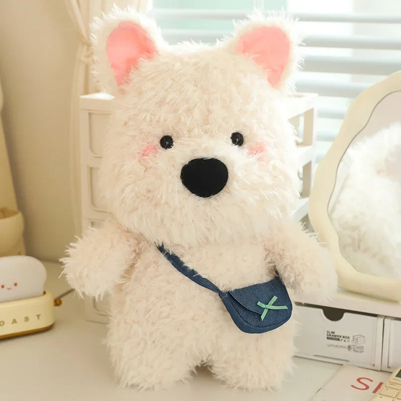 Nice White Dog Satchel With Long Hair Super Soft Dolls