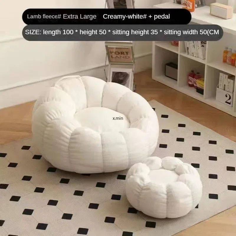 Modern Lazy Sofa Chair with Stool for Living Room or Bedroom