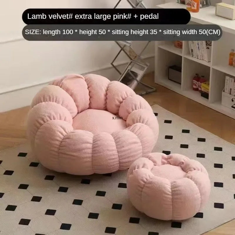Modern Lazy Sofa Chair with Stool for Living Room or Bedroom