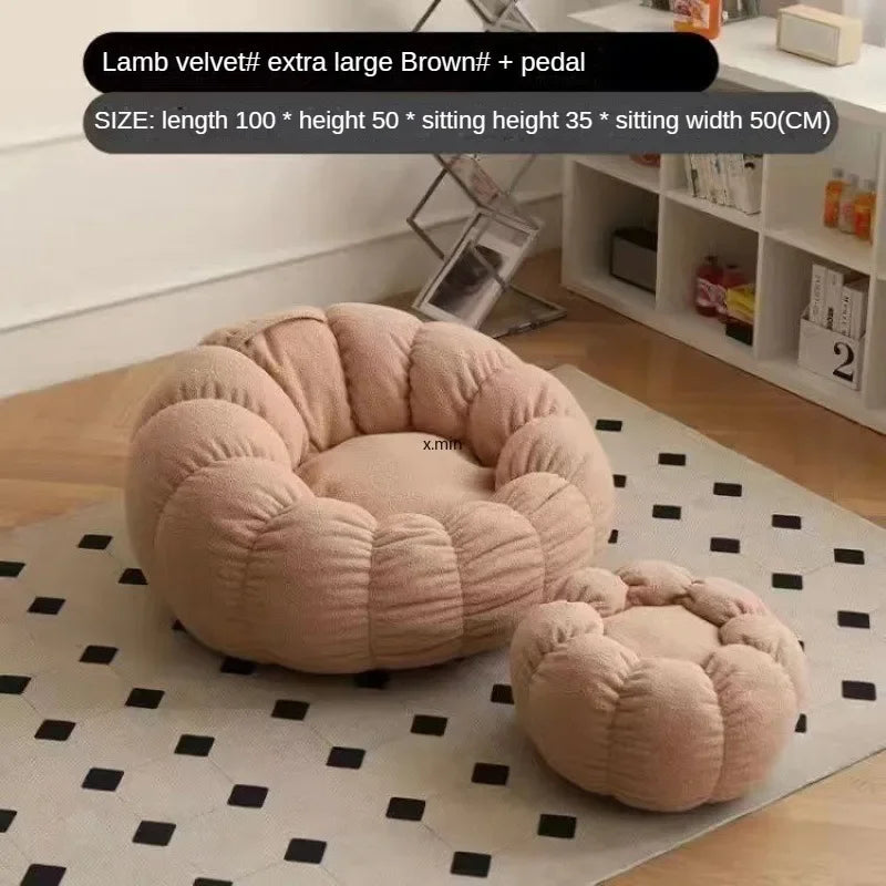 Modern Lazy Sofa Chair with Stool for Living Room or Bedroom
