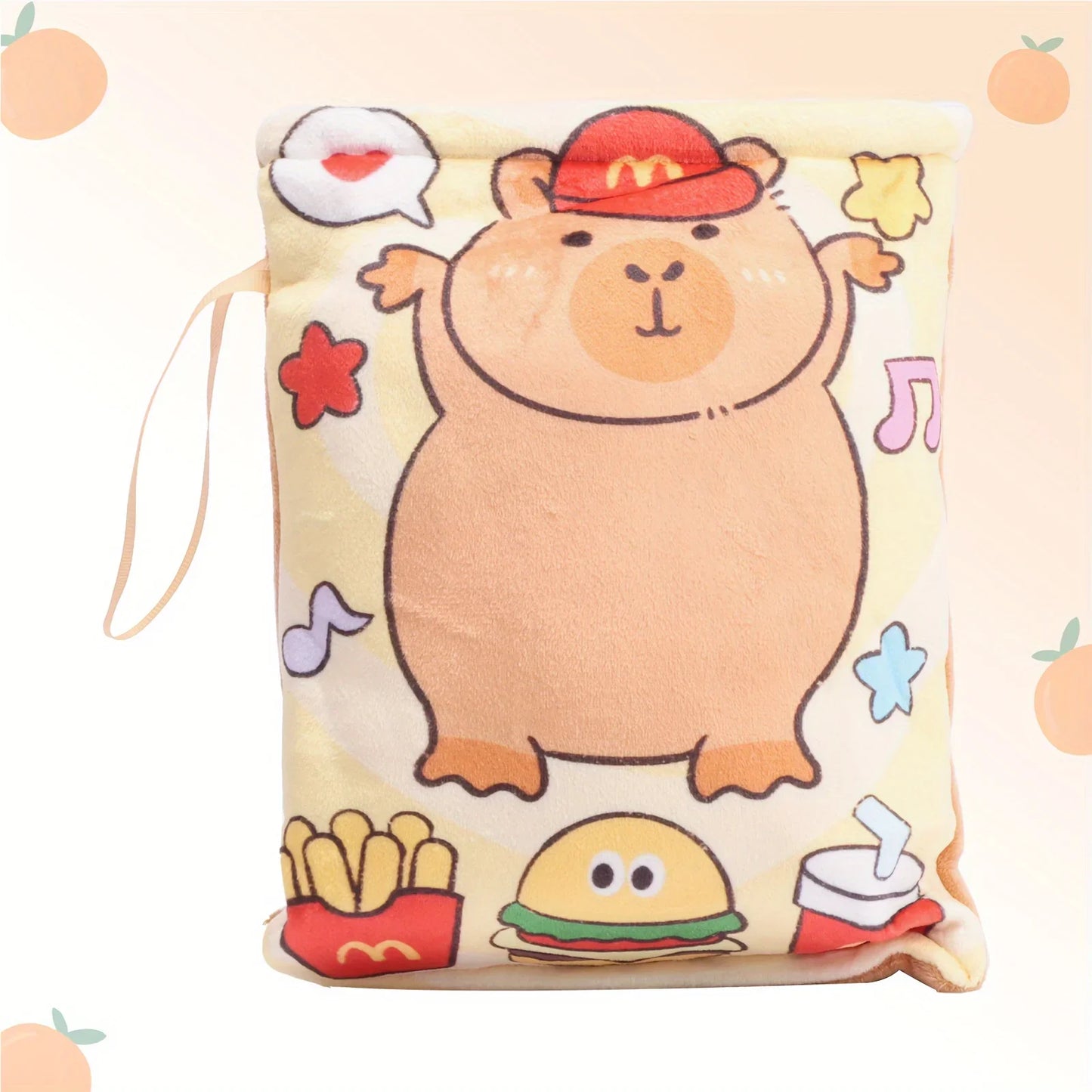 Kawaii Capybara Snack Bag Plush Toy – Soft Plush Bag with 4 Capybara Cubs Inside