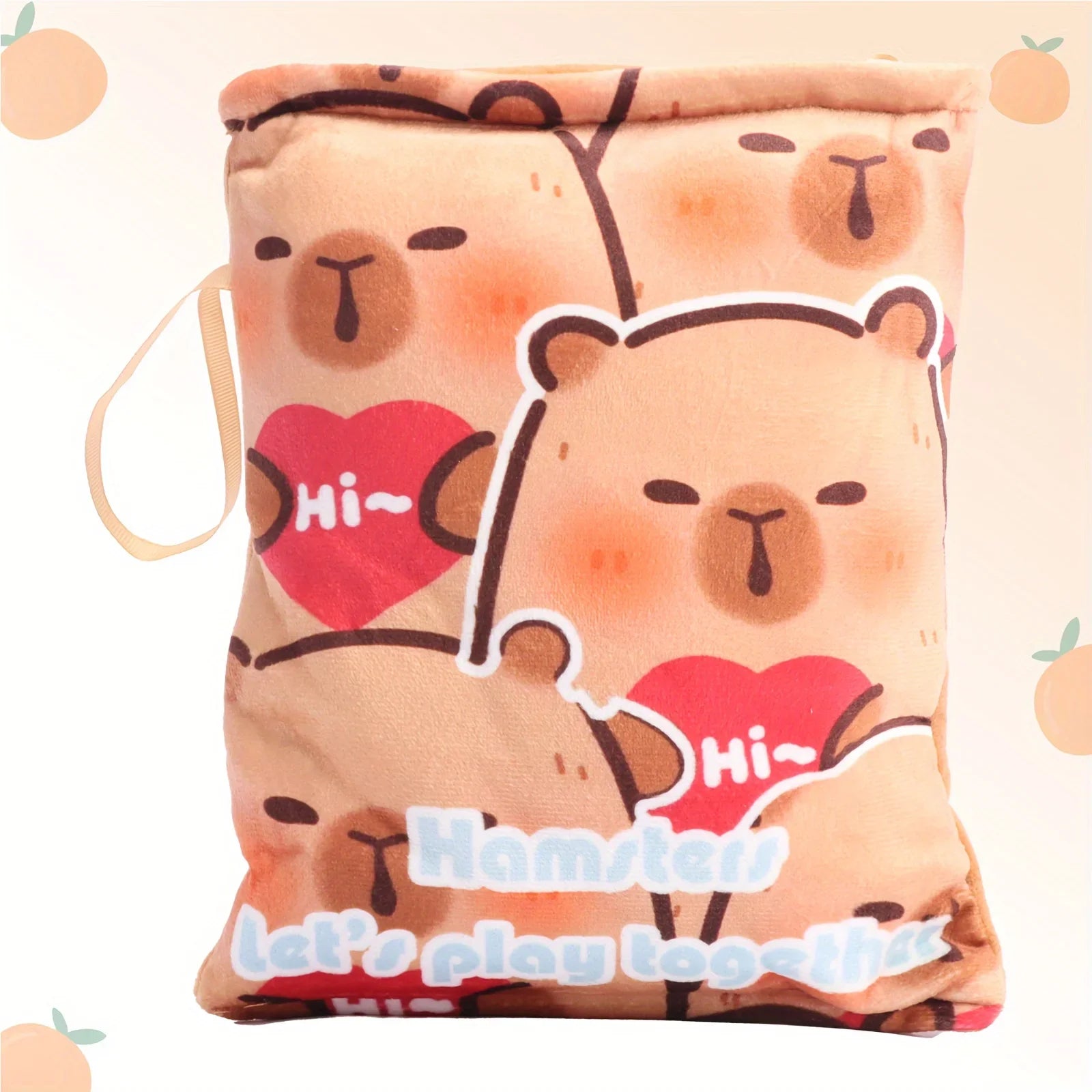 Kawaii Capybara Snack Bag Plush Toy – Soft Plush Bag with 4 Capybara Cubs Inside