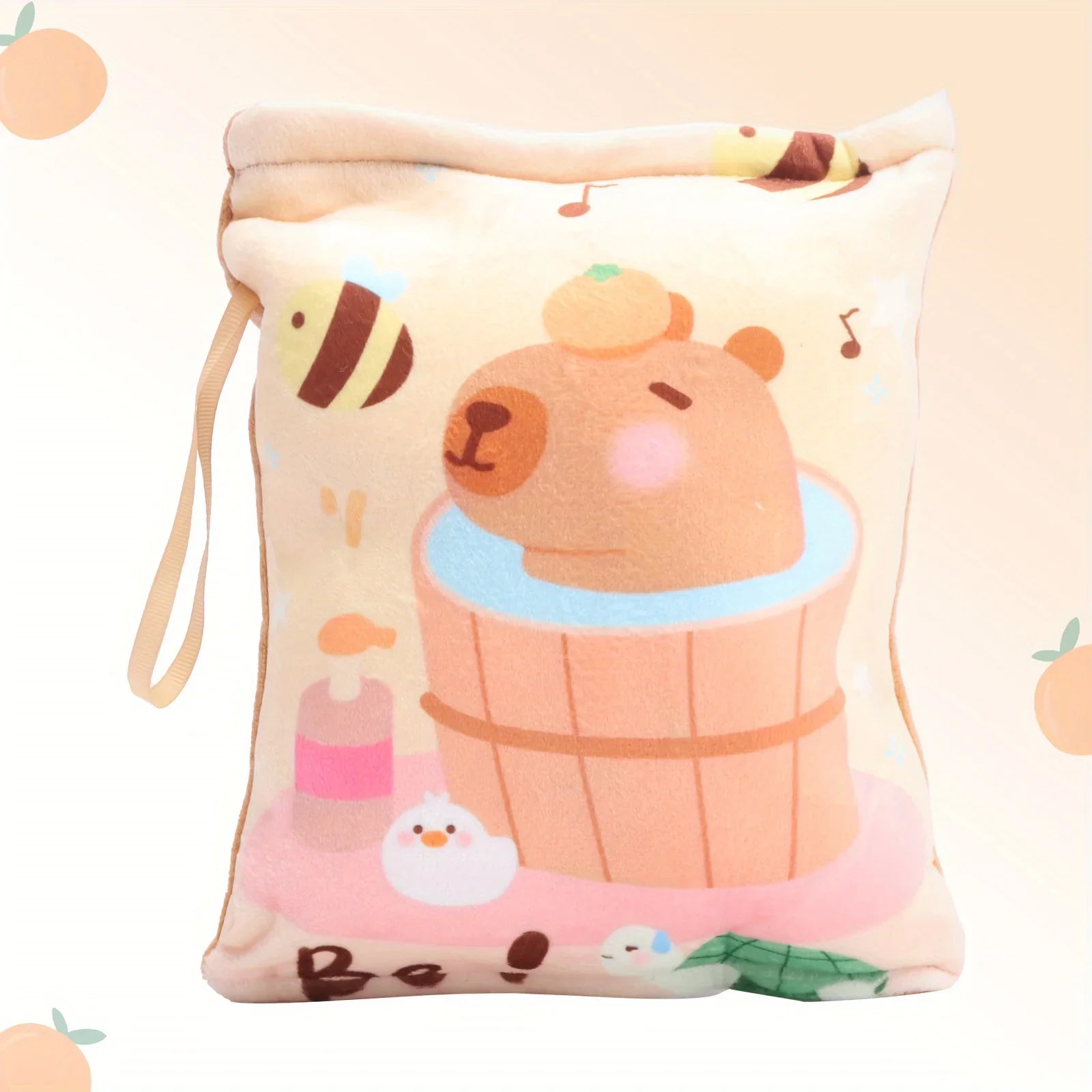 Kawaii Capybara Snack Bag Plush Toy – Soft Plush Bag with 4 Capybara Cubs Inside