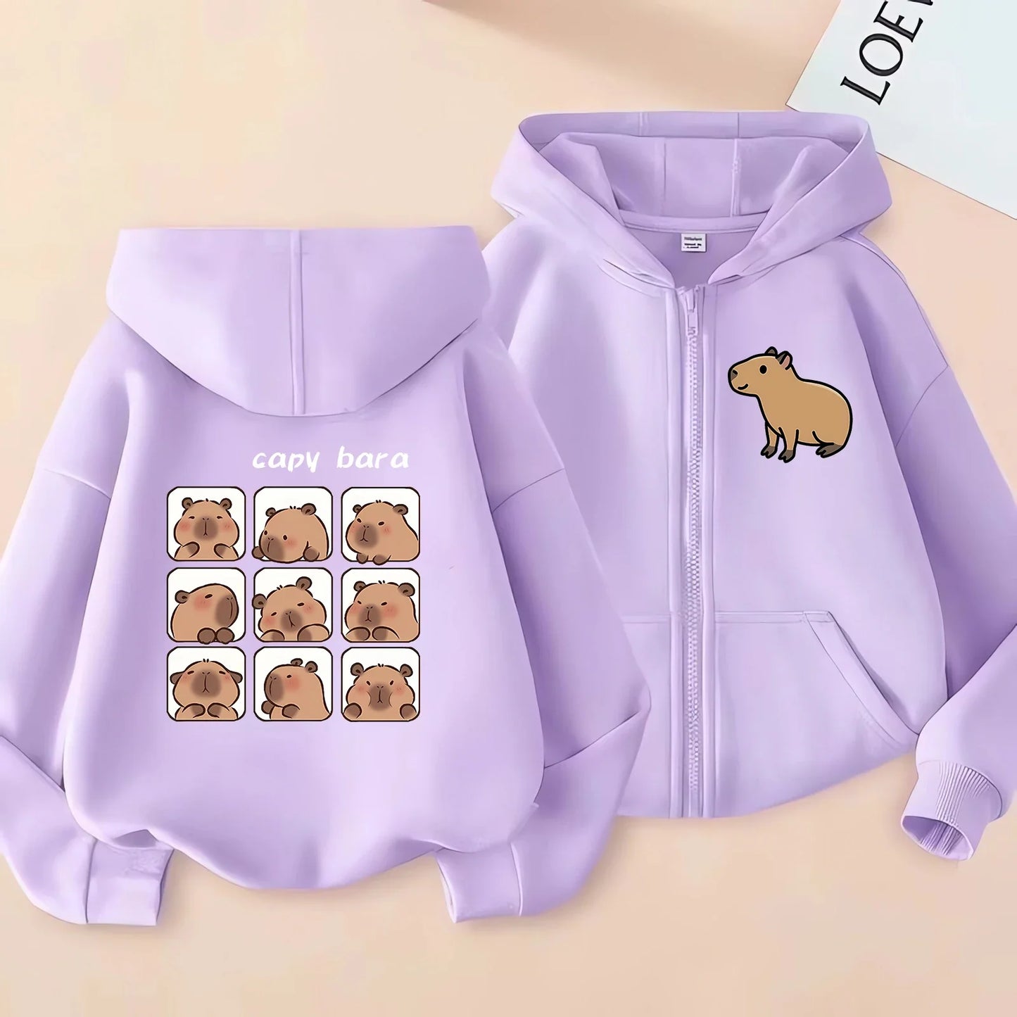 Funny Kids Capybara Zip Up Hoodie Children's Hoodie Capibara Sweatshirt Manga Clothes