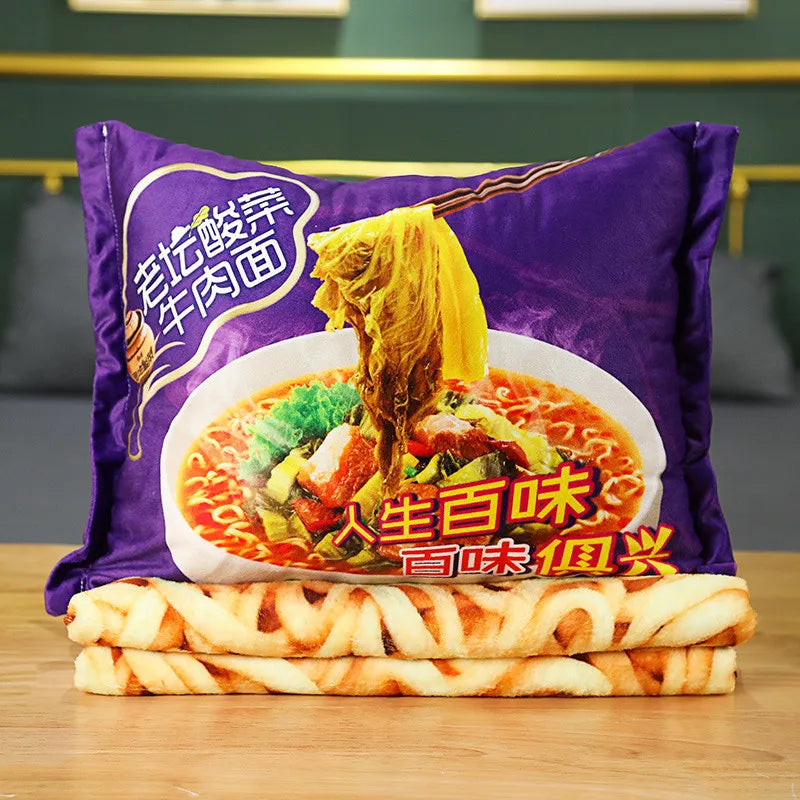 Simulation Instant Noodles Plush Pillow with Blanket